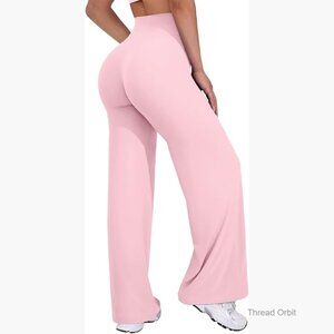 High Waist Straight Leg Sweatpants 31.5" Inseam Stretch Polyester Blend
